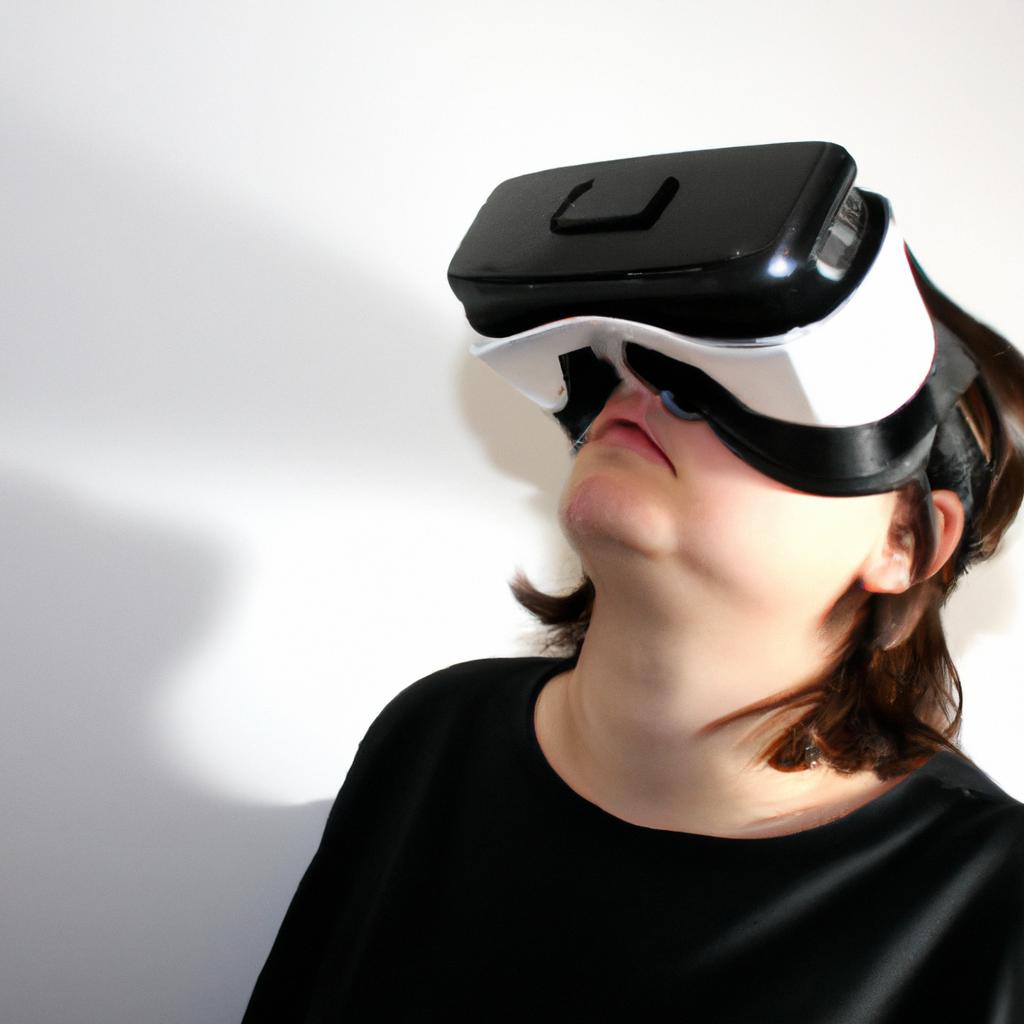 Person wearing virtual reality headset